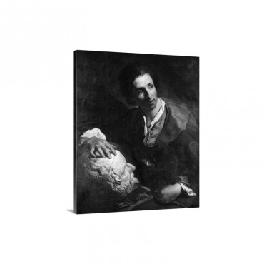 Portrait Of Edme Bouchardon With A Bust Of Socrates By Louis Gabriel Blanchet Wall Art - Canvas - Gallery Wrap
