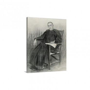 Portrait Of Jacint Verdaguer Ca 1890 By Ramon Casas I Carbo Wall Art - Canvas - Gallery Wrap