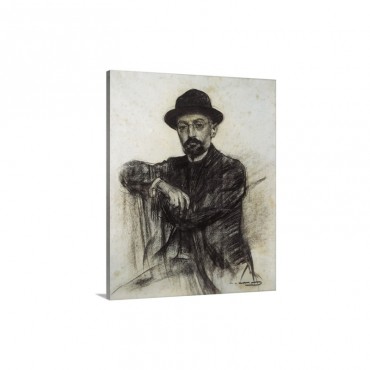 Portrait Of Unamuno Ca 1900 By Ramon Casas I Carbo Wall Art - Canvas - Gallery Wrap