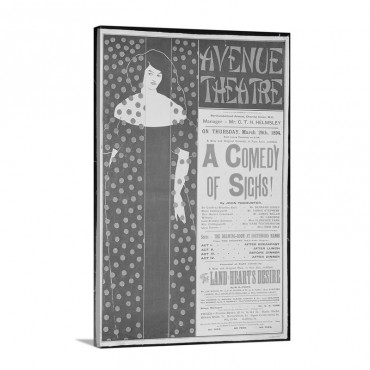 Poster Advertising A Comedy Of Sighs A Play By John Todhunter 1894 Wall Art - Canvas - Gallery Wrap