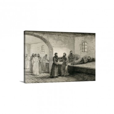 Prison In Yeniseisk Siberia 1891 Engraving Based On A Drawing Wall Art - Canvas - Gallery Wrap