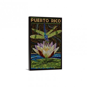 Puerto Rico Dragonfly Mosaic Wall Art - Canvas - Gallery Wrap