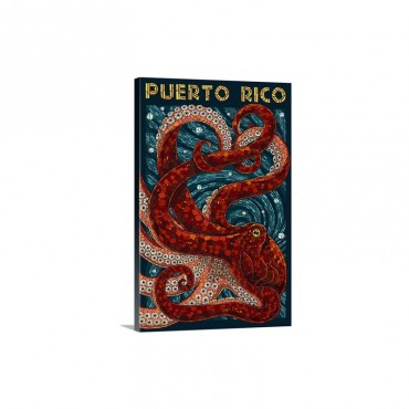 Puerto Rico Octopus Mosaic Wall Art - Canvas - Gallery Wrap