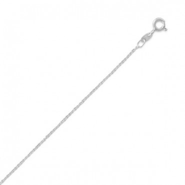 025 Rhodium Plated Cable Chain Necklace - 0.6 mm