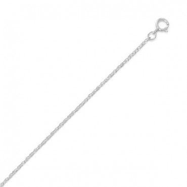 Rhodium Plated Light Rope Chain Necklace - 1.1 mm
