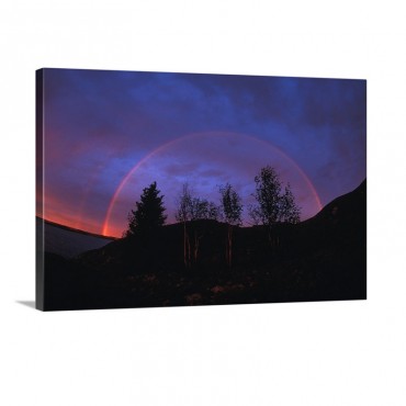 Rainbow Over Trees Northwest Territories Canada Wall Art - Canvas - Gallery Wrap