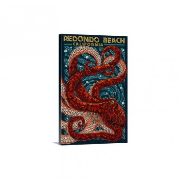 Redondo Beach California Octopus Mosaic Wall Art - Canvas - Gallery Wrap