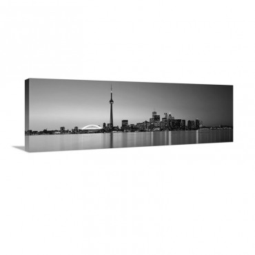 Reflection Of Buildings In Water CN Tower Toronto Ontario Canada Wall Art - Canvas - Gallery Wrap