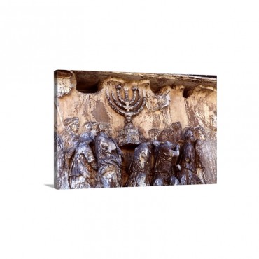 Relief On Wall Of Forum Depicting Roman Troops Taking Menorah From Temple Wall Art - Canvas - Gallery Wrap