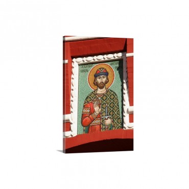 Religious Mosaic On Resurrection Gate Building Wall Art - Canvas - Gallery Wrap