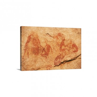 Rock Paintings Uan Amil Akakus Southwest Desert Libya North Africa Africa Wall Art - Canvas - Gallery Wrap