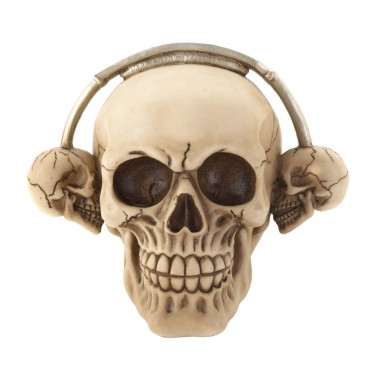 Rockin Headphone Skull Figurine