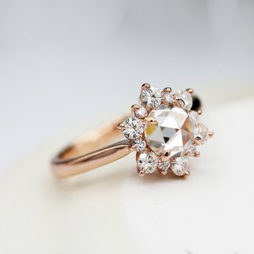 Rose Cut Moissanite Snowflake Ring