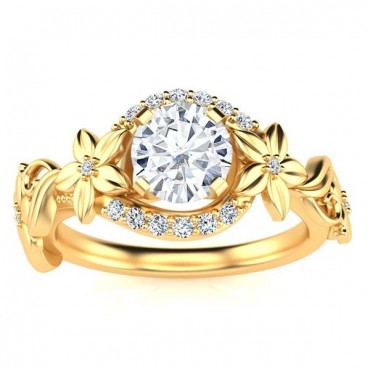Rosy Moissanite Ring - Yellow Gold