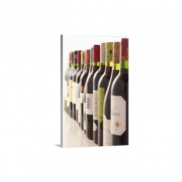 Row Of Red Wine Bottles Wall Art - Canvas - Gallery Wrap