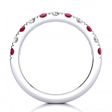3.2MM Ruby Diamond Ring - White Gold
