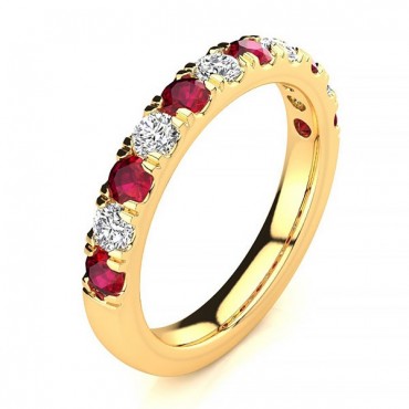 3.2MM Ruby Diamond Ring - Yellow Gold