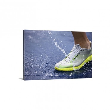 Running Shoe Splashing Water On Track Wall Art - Canvas - Gallery Wrap