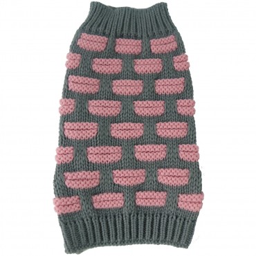 Fashion Weaved Heavy Knit Designer Ribbed Turtle Neck Dog Sweater 