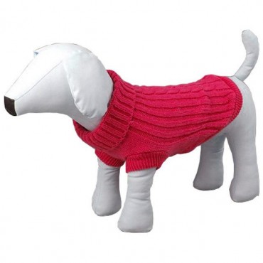 Heavy Cotton Rib-Collared Pet Sweater - Pink