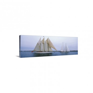 Sailboats In The Sea Narragansett Bay Newport Newport County Rhode Island Wall Art - Canvas - Gallery Wrap
