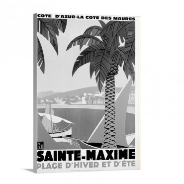 Sainte Maxime Vintage Poster By Roger Broders Wall Art - Canvas - Gallery Wrap