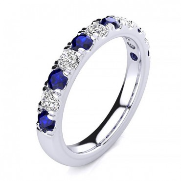 3.2MM Sapphire Diamond Ring - White Gold