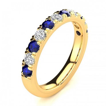 3.2MM Sapphire Diamond Ring -Yellow Gold