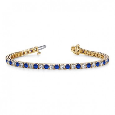 Sapphire And Diamond Bracelet - Yellow Gold