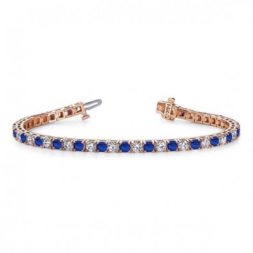 Sapphire And Diamond Bracelet - Rose Gold