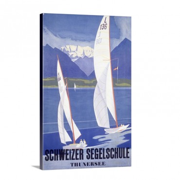 Segelschule Sailing Academy Thunersee Vintage Poster Wall Art - Canvas - Gallery Wrap