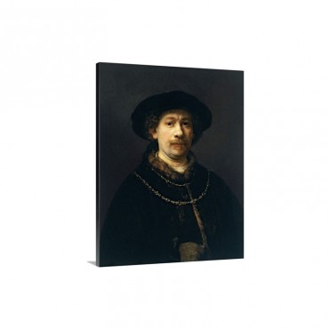 Self Portrait With A Hat And Two Chains By Rembrandt Van Rijn Wall Art - Canvas - Gallery Wrap