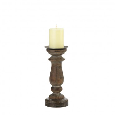 Short Antique Style Wooden Candle Holder
