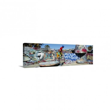 Side Profile Of A Man Roller Skating Wall Art - Canvas - Gallery Wrap