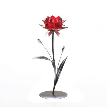 Single Red Flower Candle Holder