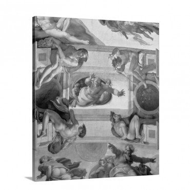 Sistine Chapel Ceiling 1508 12 The Separation Of The Waters From The Earth 1511 12 Fesco Post Restoration Wall Art - Canvas - Gallery Wrap