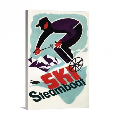 Ski Steamboat Springs CO Vintage Travel Poster Retro Travel Poster Wall Art - Canvas - Gallery Wrap