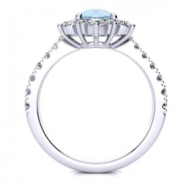 Snowflake Aquamarine Ring - White Gold