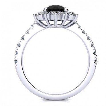 Snowflake Black Diamond Ring - White Gold