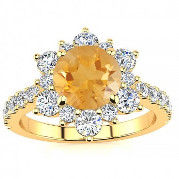 Snowflake Citrine Ring - Yellow Gold