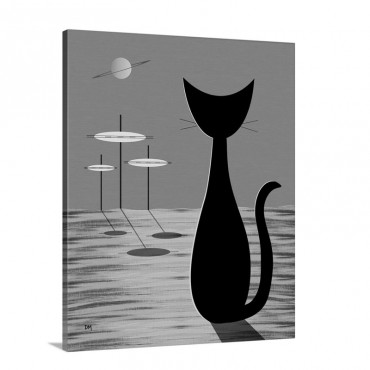 Space Cat In Blue Wall Art - Canvas - Gallery Wrap