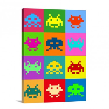 Space Invaders Squares Wall Art - Canvas - Gallery Wrap