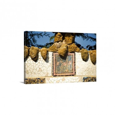 Spain Barcelona Park Guell Mosaic And Sculpture Detail Wall Art - Canvas - Gallery Wrap