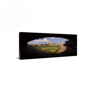 Spectators In A Stadium Wrigley Field Chicago Cubs Chicago Cook County Illinois Wall Art - Canvas - Gallery Wrap