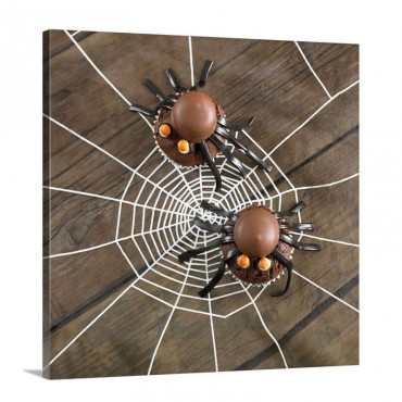 Spider Cupcakes For Halloween Wall Art - Canvas - Gallery Wrap