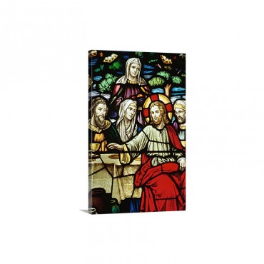 Stained Glass Painting Of Last Supper Wall Art - Canvas - Gallery Wrap