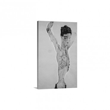 Standing Male Nude By Egon Schiele Wall Art - Canvas - Gallery Wrap