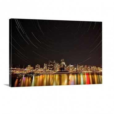 Star Trails Above Downtown Vancouver British Columbia Canada Wall Art - Canvas - Gallery Wrap