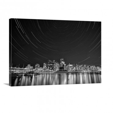 Star Trails Above Downtown Vancouver British Columbia Canada Wall Art - Canvas - Gallery Wrap