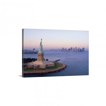 Statue Of Liberty And Skyline Of New York City USA Wall Art - Canvas - Gallery Wrap